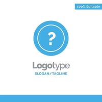 acerca de preguntar información pregunta soporte plantilla de logotipo azul sólido lugar para el eslogan vector