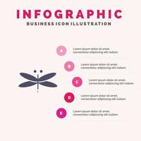 Dragon Dragonfly Dragons Fly Spring Solid Icon Infographics 5 Steps Presentation Background vector