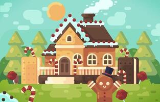 Happy Ginger Bread With Candy And Chocolates vector