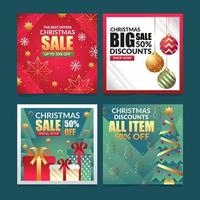 Christmas Sale Social Media With Christmas Ornament vector