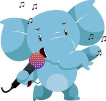 Elephant with microphone, illustration, vector on white background.