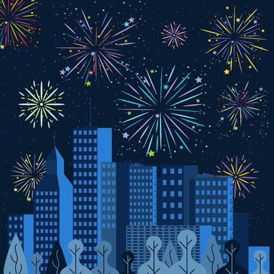 Colorful Fireworks On a Night Sky Concept