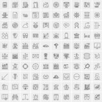 paquete de 100 iconos de líneas universales para móviles y web vector