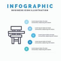 Chair Class Desk Education Furniture Line icon with 5 steps presentation infographics Background vector