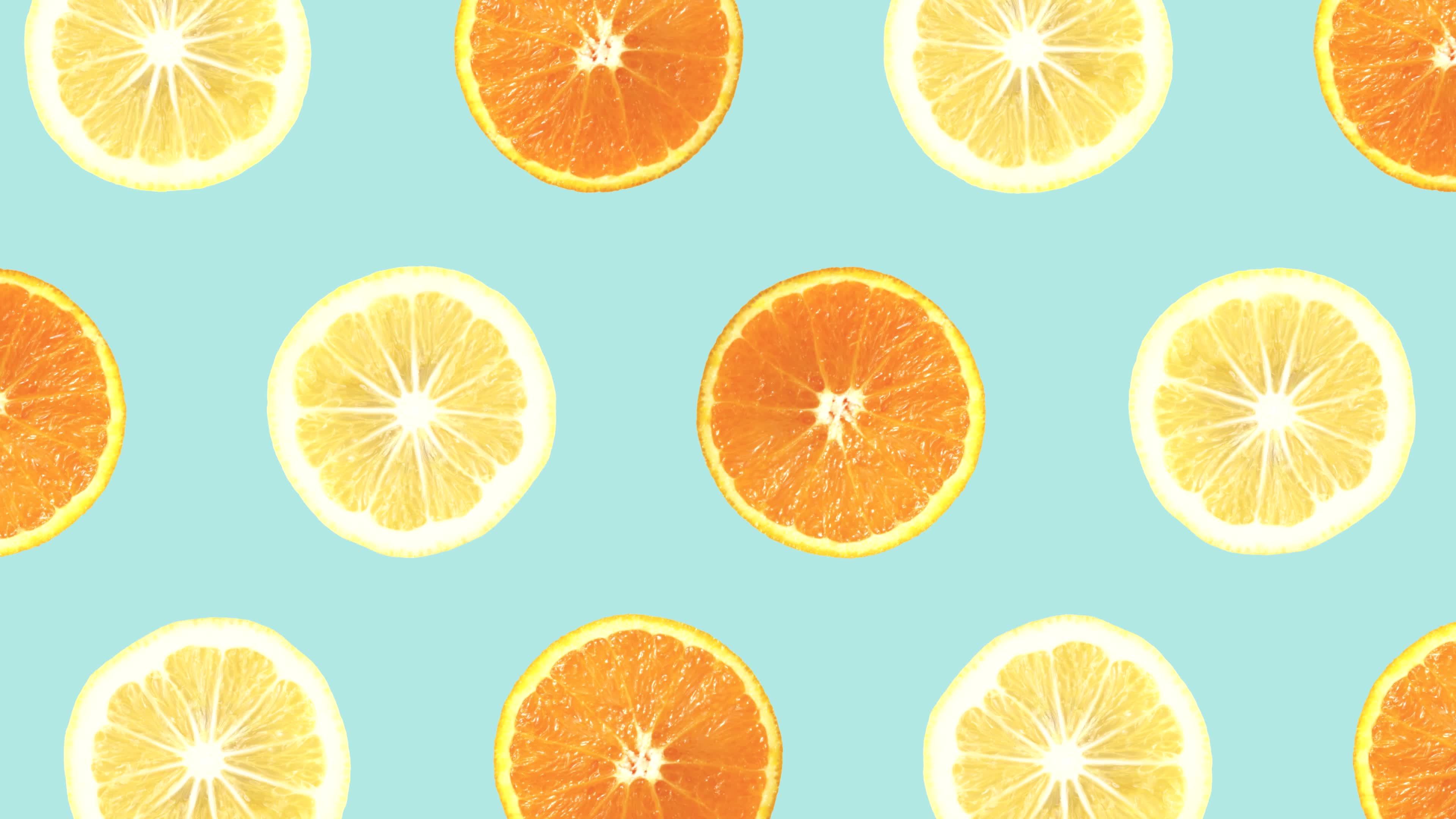 Real slice lemon orange fruit pop art seamless background.Minimal collage in retro style.3d