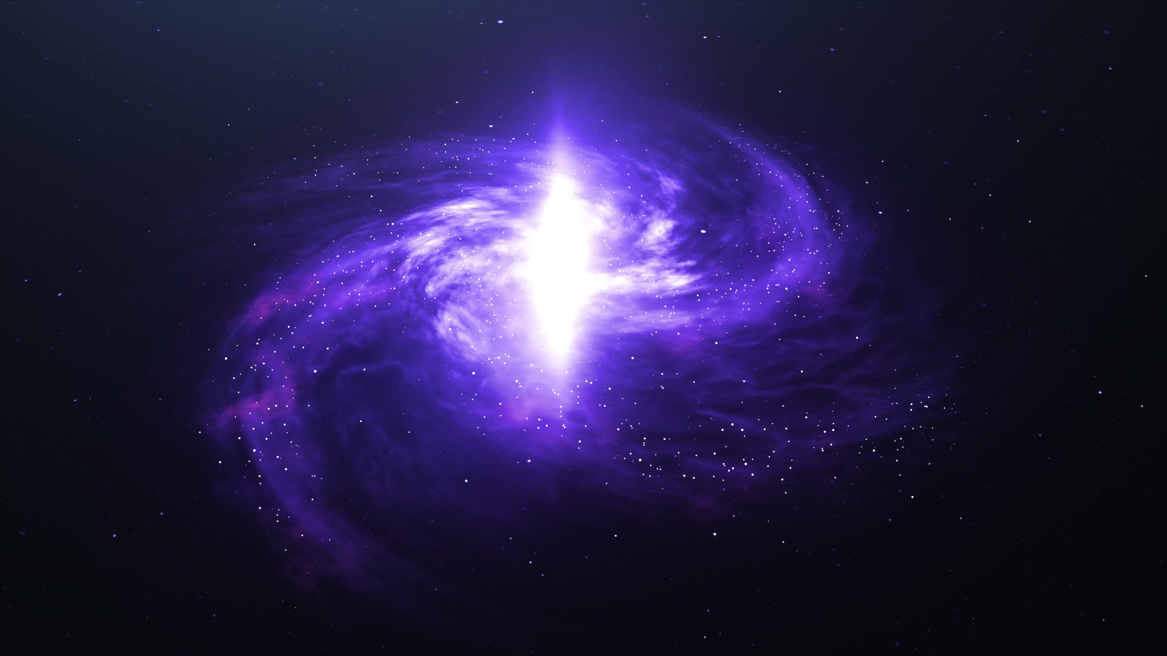 A spiral galaxy in the dark starry sky. The camera slowly zooms in on the  purple galaxy. Rotating Nebula space animation in 3d. Ideal for meditation  background and relaxation music. 13512534 Stock