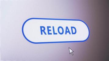 Reload button pressed on computer screen by cursor pointer mouse.Concept of load a website again,refresh,synchronize or reset. video