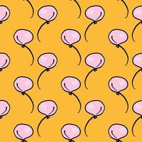 Cute pink balloons,seamless pattern on yellow background. vector