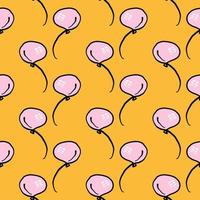 Cute pink balloons,seamless pattern on yellow background. vector