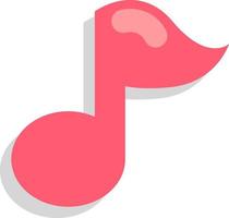 Pink music note, icon illustration, vector on white background