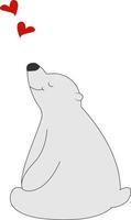 Polar bear in love, illustration, vector on white background.