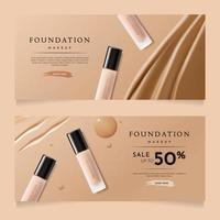Foundation Makeup Advertising Banners Template vector