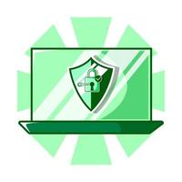 premium vector l vector image of data security icon collection padlock on laptop. white background