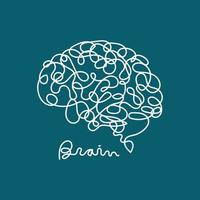 continous line art brain vector illustration