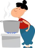 Girl making jam, illustration, vector on white background