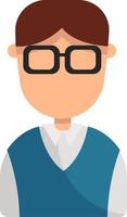 Man with glasses, illustration, vector on white background.