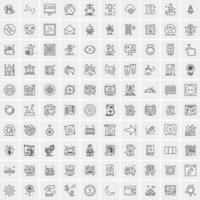 Pack of 100 Universal Line Icons for Mobile and Web vector