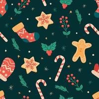 Seamless Pattern with Christmas Objects vector