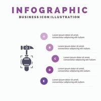 martillo accidente romper herramienta sólido icono infografía 5 pasos presentación antecedentes vector