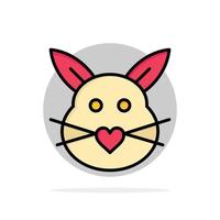 Rabbit Bunny Love Cute Easter Abstract Circle Background Flat color Icon vector