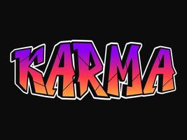 Karma word trippy psychedelic graffiti style letters.Vector hand drawn doodle cartoon logo karma illustration. Funny cool trippy letters, fashion, graffiti style print for t-shirt, poster concept vector