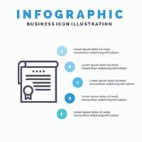 Certificate Achievement Degrees Award Blue Infographics Template 5 Steps Vector Line Icon template
