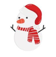 Cute Snowman with hat and scarf cartoon vector