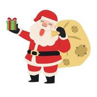 happy Santa Claus character with gift vector