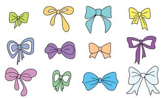 Set of hand draw bow with color. Vector illustration.