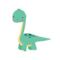 Cute cartoon dinosaur diplodocus.  Funny animal character for kids design. Flat vector illustration.