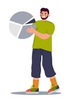 A man with a diagram in his hands is standing.  Vector illustration flat style