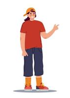 Young man in a cap and sneakers. Vector illustration flat style