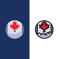 Canada Leaf Flag  Icons Flat and Line Filled Icon Set Vector Blue Background