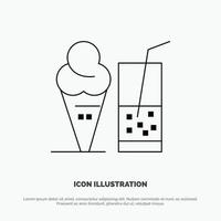 Drink Ice Cream Summer Juice Vector Line Icon