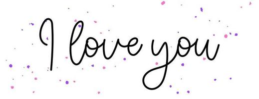 Black I Love You cursive phrase on a white background with colorful splashes of paint. vector