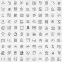 Pack of 100 Universal Line Icons for Mobile and Web vector