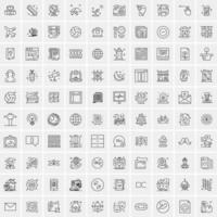 paquete de 100 iconos de líneas universales para móviles y web vector