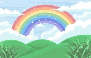 Rainbow Colorful Nature Scenery Background vector