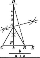 Construction Of An Isosceles Triangle, vintage illustration. vector