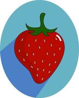 Strawberry on blue plate, illustration, vector on white background