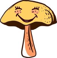 happy mushroom, illustration, vector on white background.