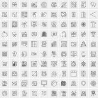 paquete de 100 iconos de líneas universales para móviles y web vector