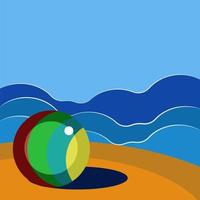 Ball on sea, illustration, vector on white background.