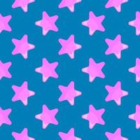 Cute little stars, seamless pattern on blue background. vector