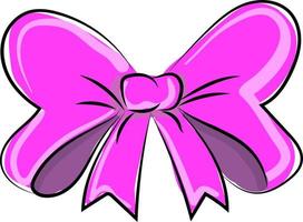 Pink bow, illustration, vector on white background.