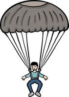 Man with parachute, illustration, vector on a white background.