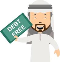 El árabe está libre de deudas, ilustración, vector sobre fondo blanco.