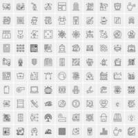 paquete de 100 iconos de líneas universales para móviles y web vector