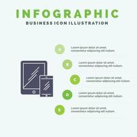 Smartphone Business Mobile Tablet Phone Solid Icon Infographics 5 Steps Presentation Background vector