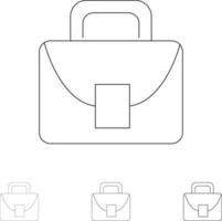 Bag Worker Logistic Global Bold and thin black line icon set vector